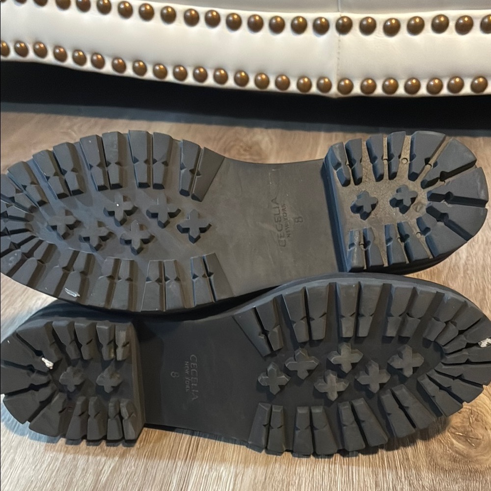 CECELIA NEW YORK Black and Gold Combat Boots with Rugged Design - Picture 9 of 11